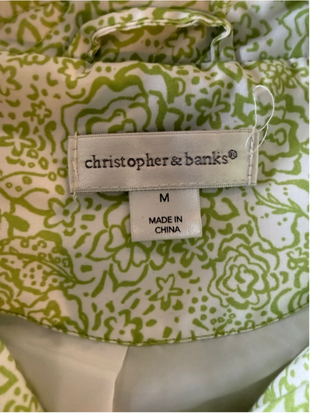 Christopher & Banks quilted vest green and white floral size Medium - Picture 9 of 9
